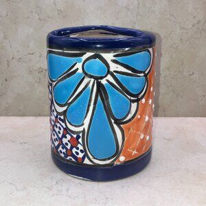 Hand Painted  Original Artwork Talavera Tooth Brush Holder Vintage